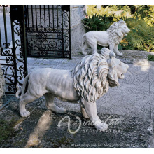 2018 escultura de piedra vendedora caliente estatuas de león de mármol blanco del estilo europeo para la venta